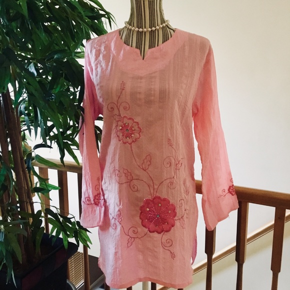 Sanga Boutique Soft Pink Tunic Size XL - Picture 4 of 9